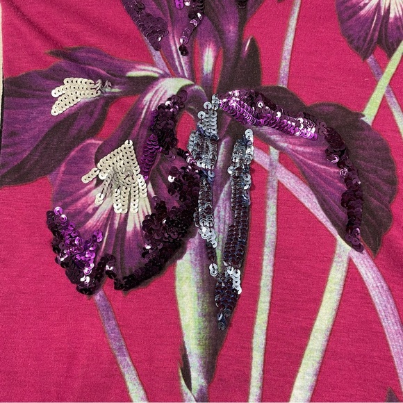 XS Express Black & Pink Racerback Tank - Embellished Sequin Purple Flowers - Picture 7 of 13